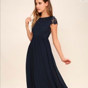 The greatest navy blue lace maxi dress (lulus)